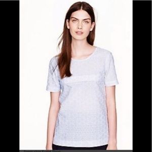 J crew seersucker eyelet ribbon tie top